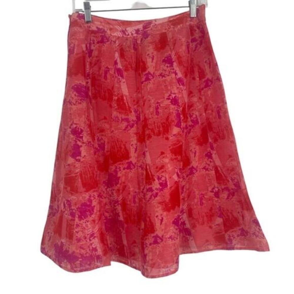 Vintage Due Per Due Linen & Silk A-Line Skirt Boho Watercolor Size 6 Lined